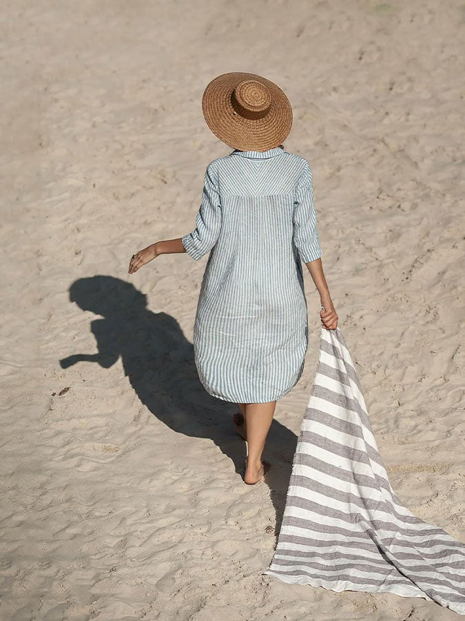 Women's Striped Casual Shirt Dress