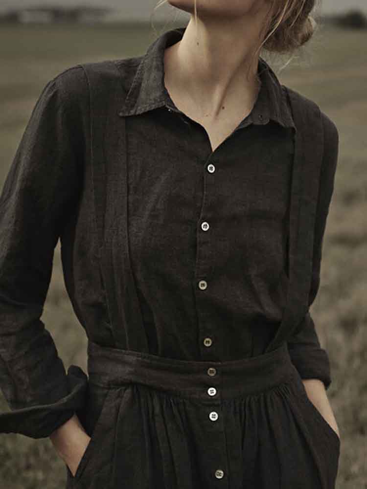 Women's Vintage Simple Linen Blend Classic Shirt