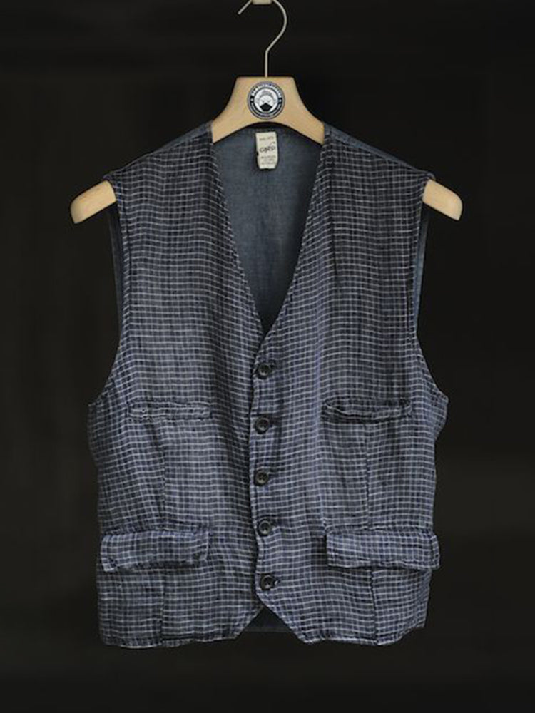 Men's Vintage Plaid Button Classics Casual Vest