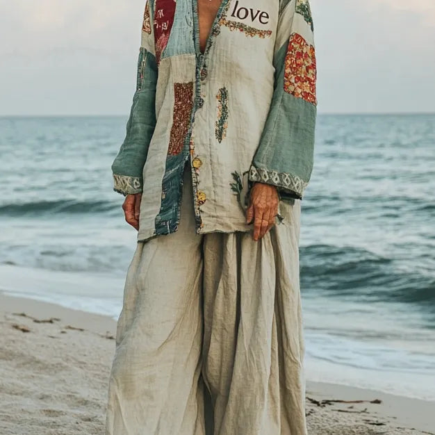Comfort Vacation Oversized Linen Long Sleeve Set