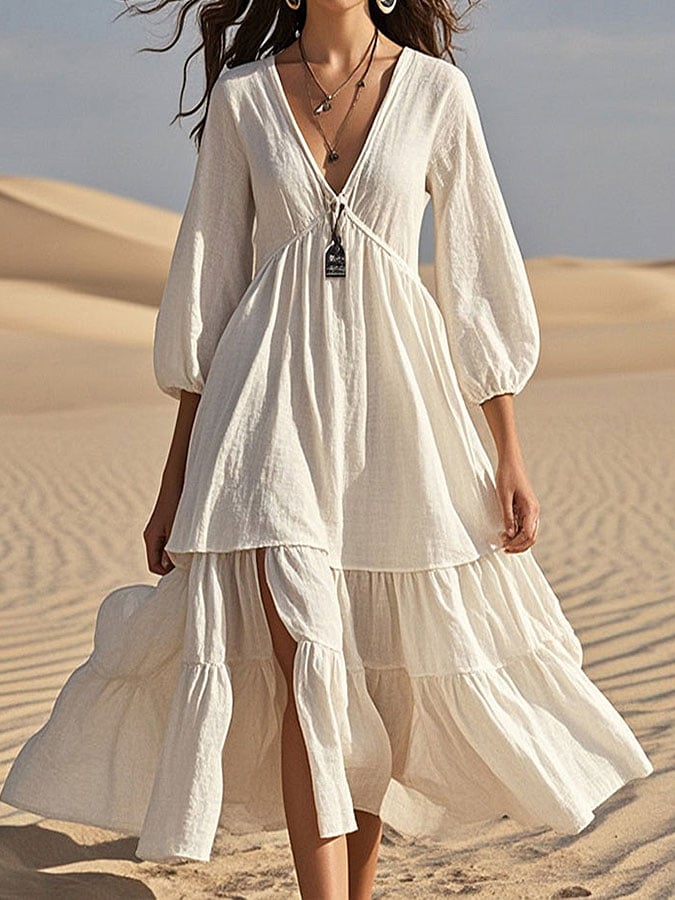 Women's cotton and linen casual dress