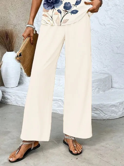 Women Floral Printing Two-Piece Set Daily Sleeveless Casual Summer Top With Pants Matching Set