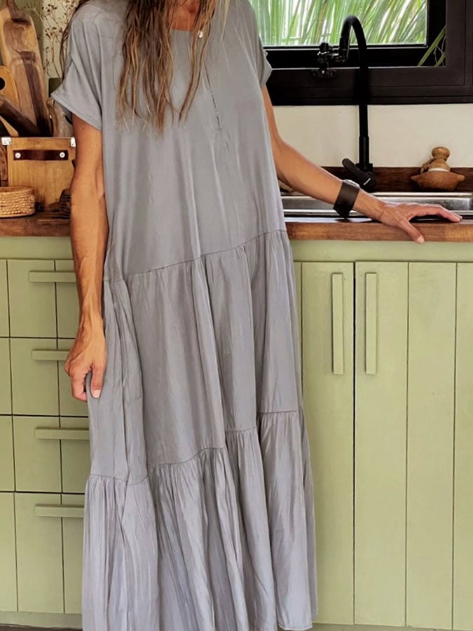 Women'S Casual Solid Color Loose Dress