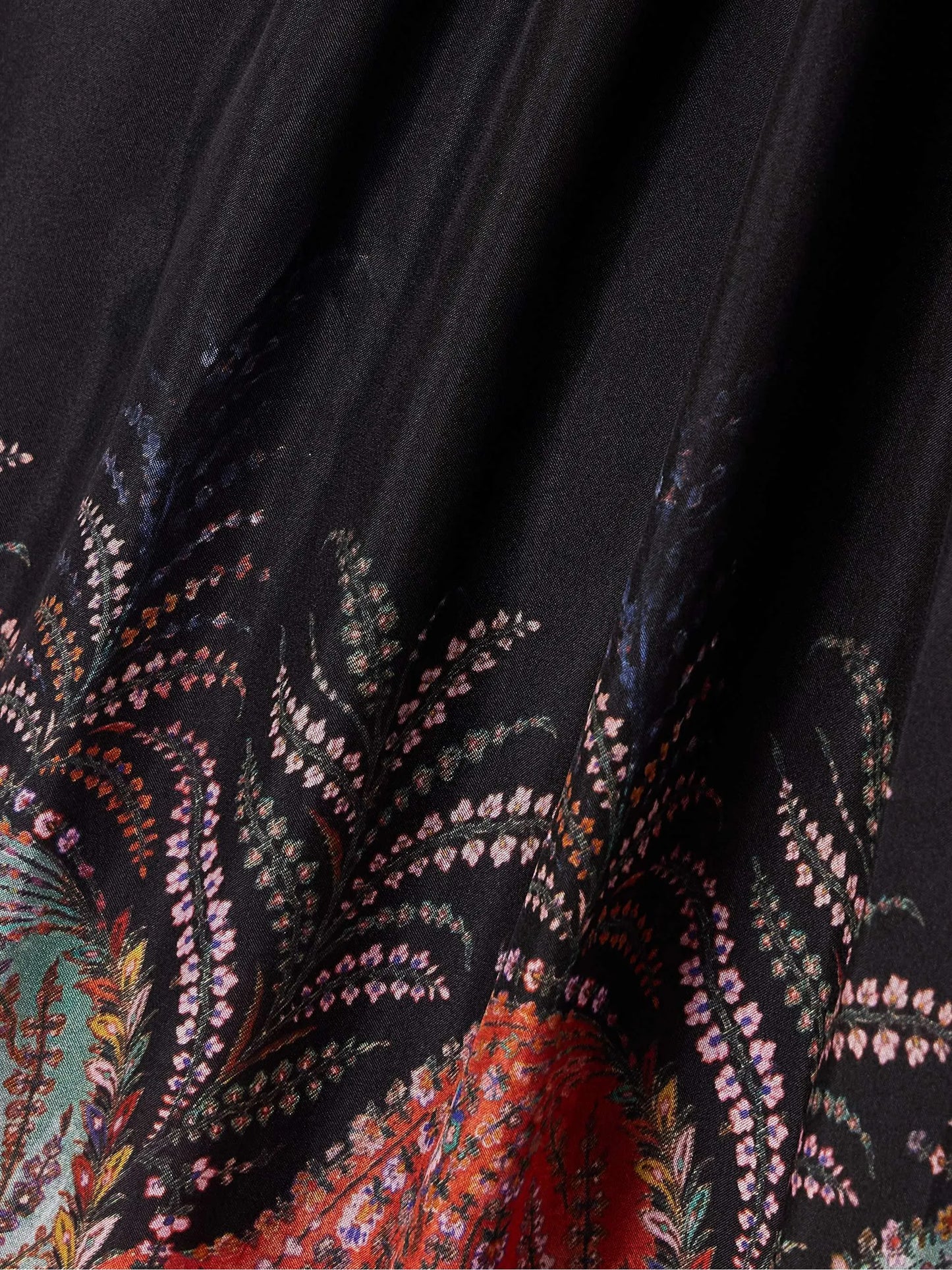 Ruffled Paisley-Print Silk Midi Dress