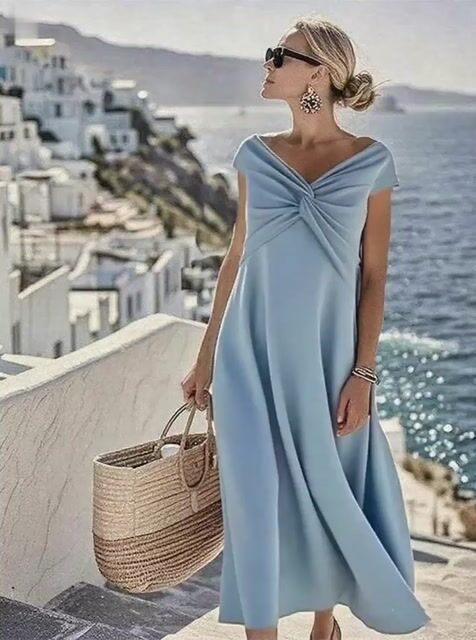 Women's Holiday Solid Color Shirred Off Shoulder Dress