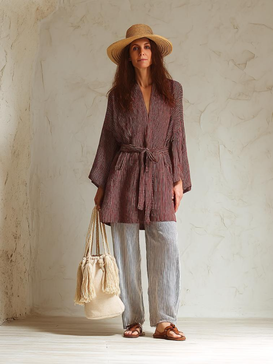 Women's cotton and linen long sleeve suit