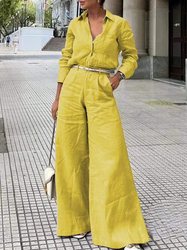 Wide Leg Pocket Linen Pants