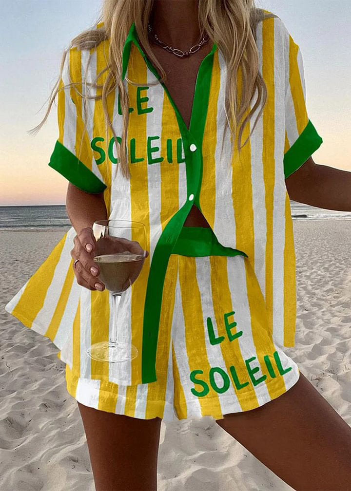 Holiday Streak Print Shirt & Shorts Two-Piece Set