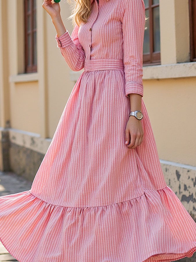 Women's Casual Striped Short Sleeve Dress