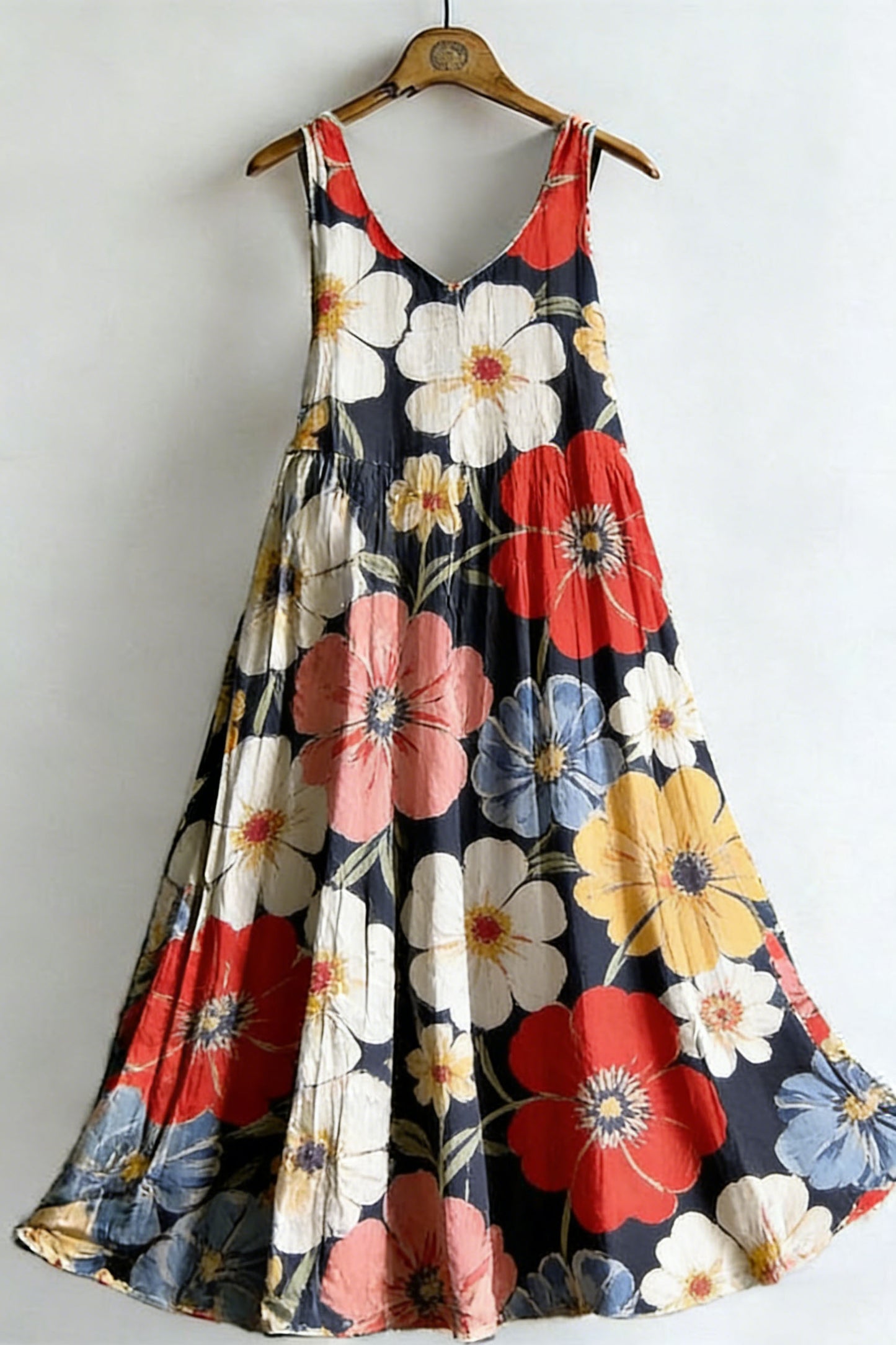 Women's Vintage Floral Sleeveless Cotton Dress