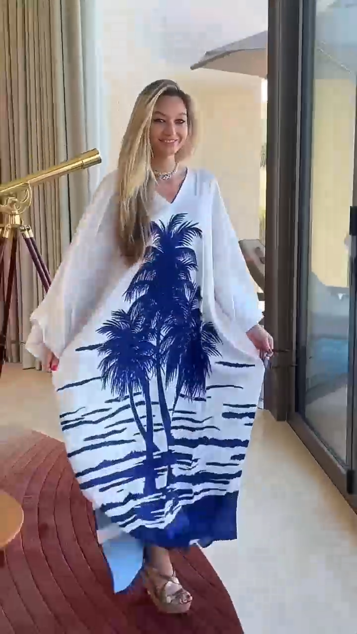 Loose-Fitting Kimono Sleeve Beach Cover-Up Dress