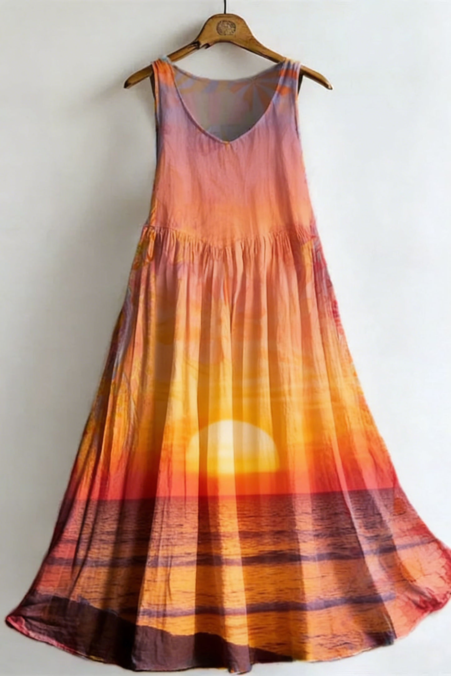 Women's Summer Holiday Print Spaghetti Strap Cotton Dress