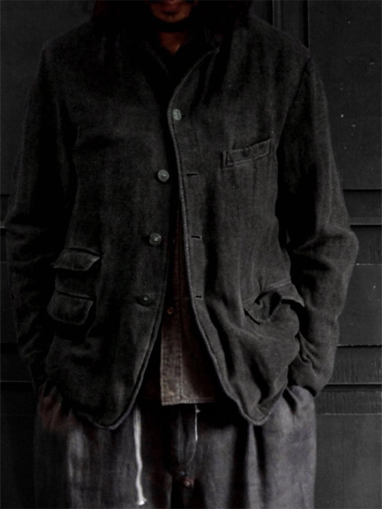 Men's Vintage Multi Flap Pocket Linen Blend Jacket
