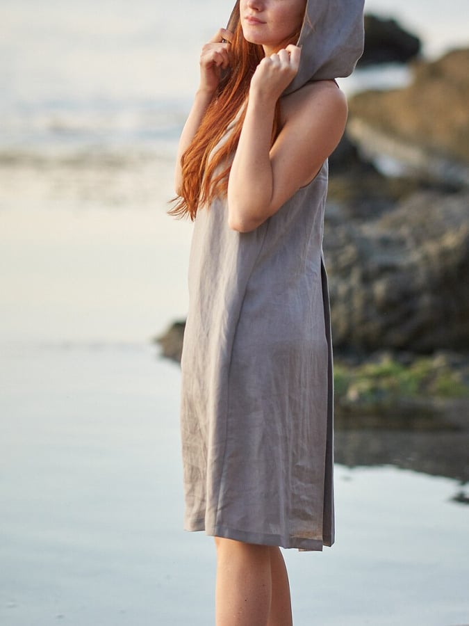 Women's Casual Solid Hooded Linen Dress