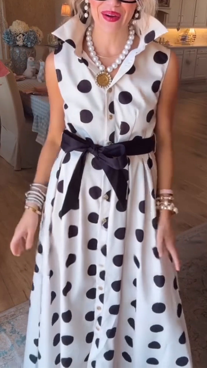 Women Collar Polka Dot Elegant Temperament Dress