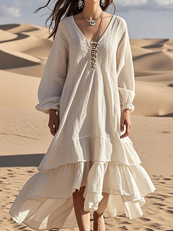 Women's cotton and linen casual dress