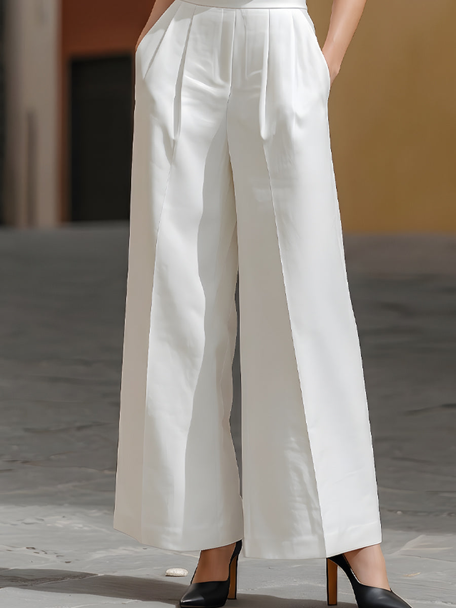 Double-Breasted Cropped Top & Wide-Leg Trouser Tailored Set