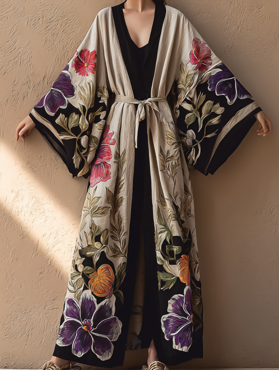 Women's Baihuahui Kimono Linen Robe (with belt)