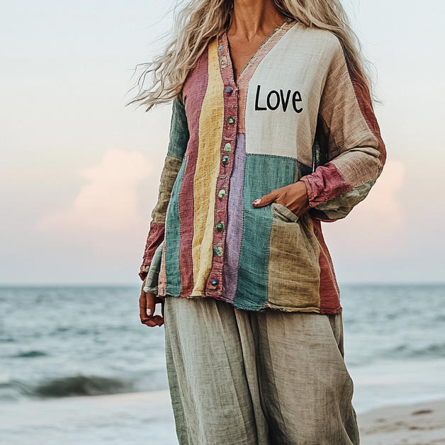Comfort Vacation Oversized Linen Long Sleeve Set