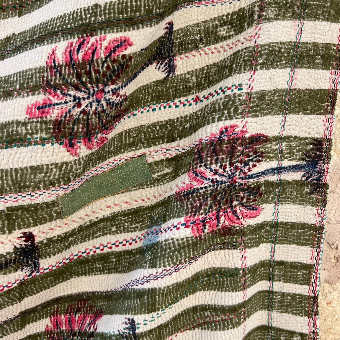 Pink Palms with Green Stripes