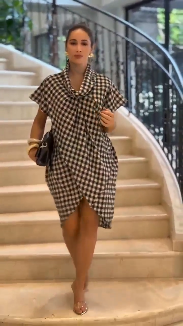 Oversized Check Print Casual Dress
