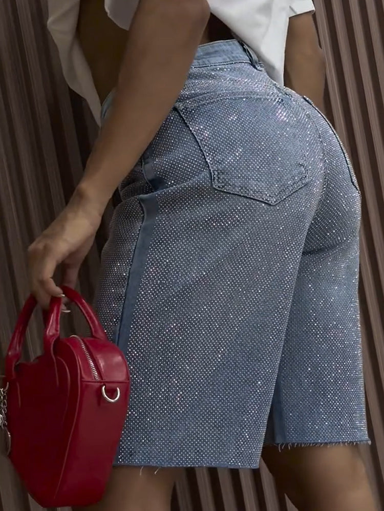 Rhinestone Washed Jeans