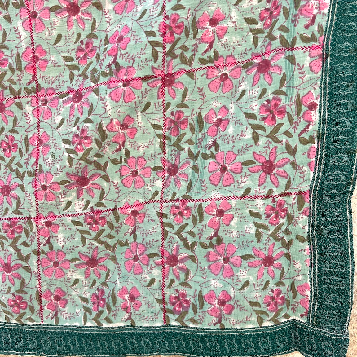 Pink Flowers with Green Boarder Rallie