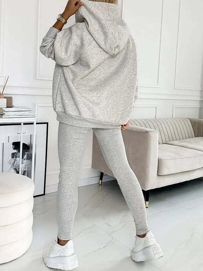 Women'S Sports Casual Hooded Sweatshirt + Slim Vest Pants Three-Piece Set