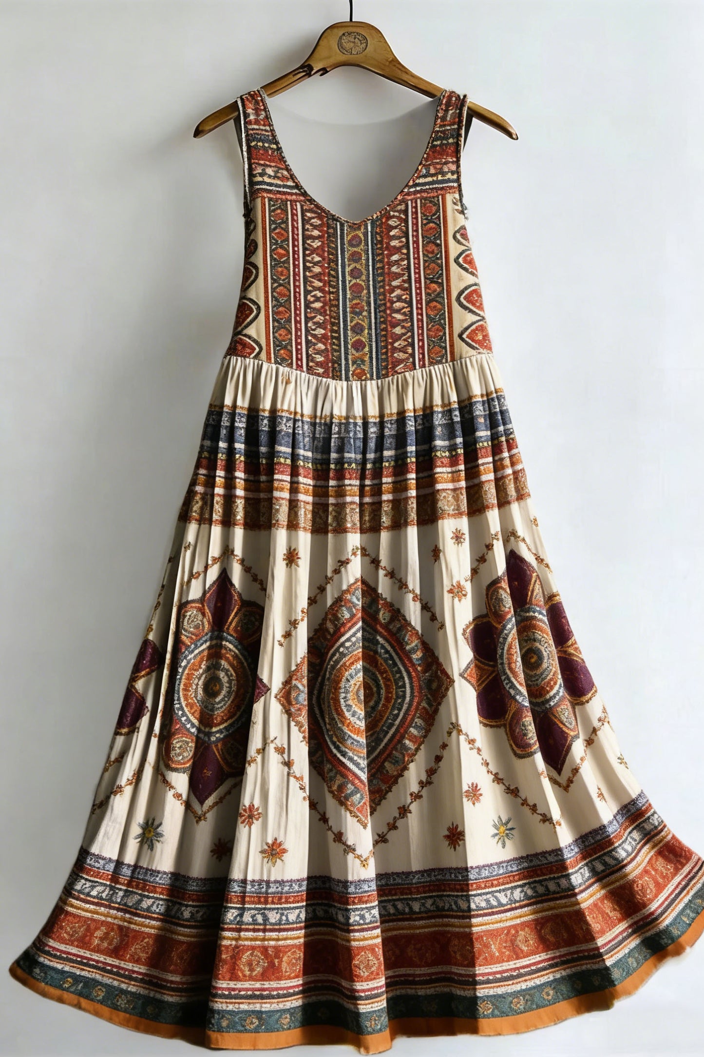 Women's Vintage Bohemian Print Sleeveless Cotton Dress