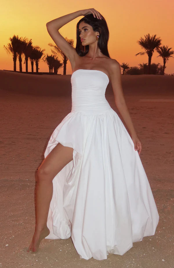 Elena Strapless Maxi Dress – Elegant Formal Gown with Front Split