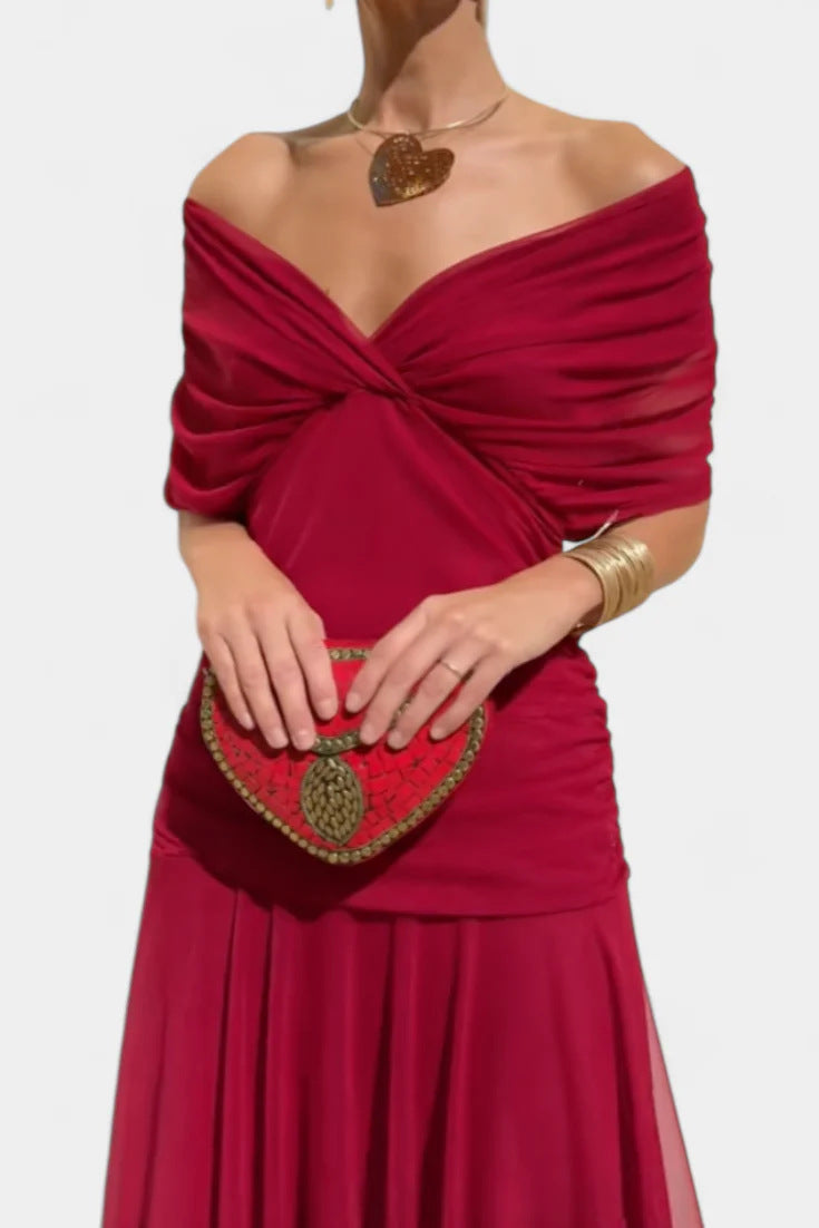Sexy Off-Shoulder Boho Chiffon Long Beach Dress