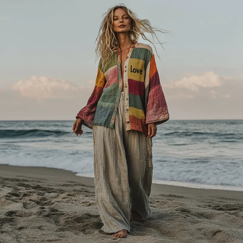Comfort Vacation Oversized Linen Long Sleeve Set