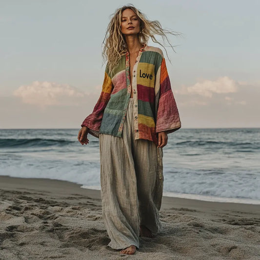 Comfort Vacation Oversized Linen Long Sleeve Set