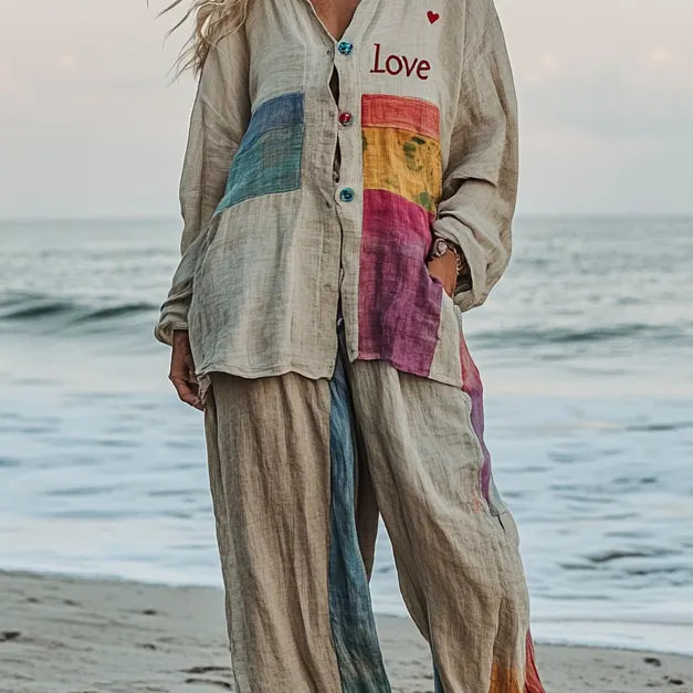 Comfort Vacation Oversized Linen Long Sleeve Set