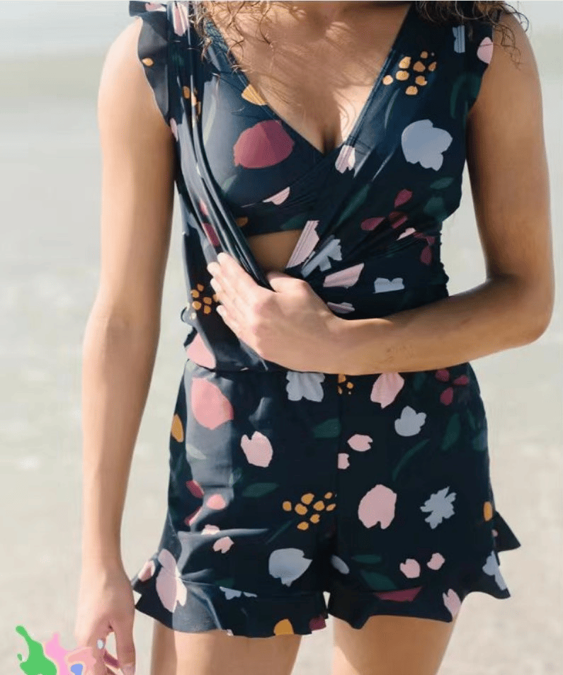 Swim Romper Built-in Bra& Detachable Bra Cup