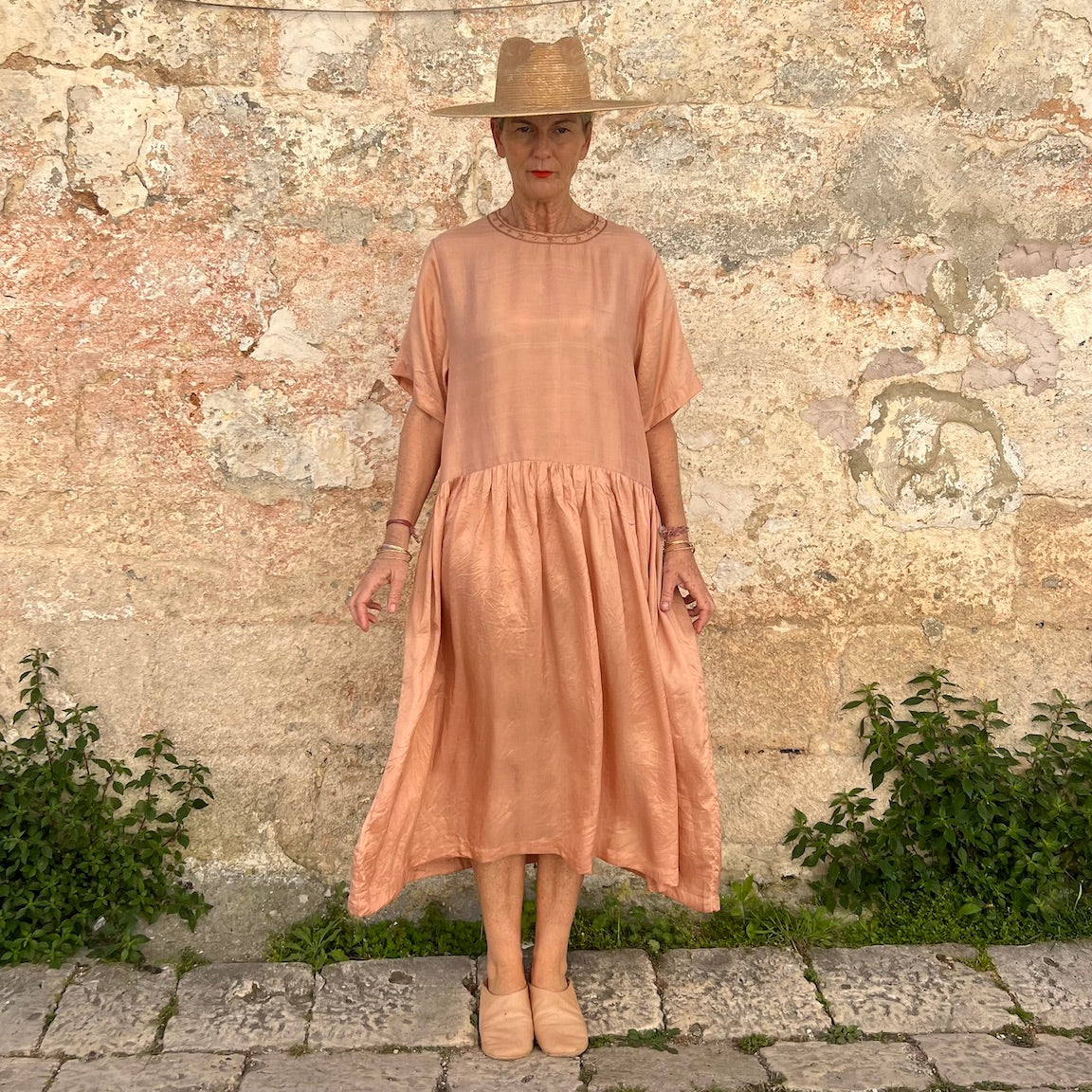 Runaway Bicycle Amber Embroidered Silk Dress
