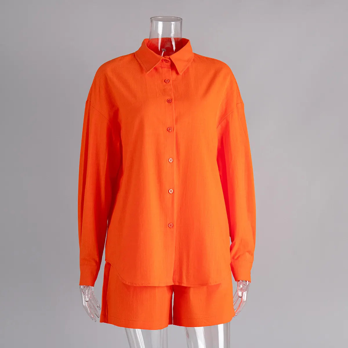 Cotton Cardigan Long Sleeve Shorts Set