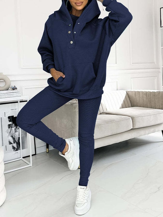 Women'S Sports Casual Hooded Sweatshirt + Slim Vest Pants Three-Piece Set