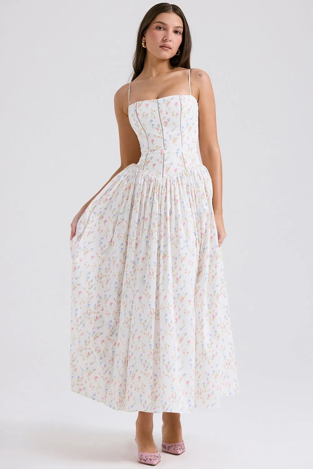 Sundress – Corset Midi Dress with Adjustable Straps