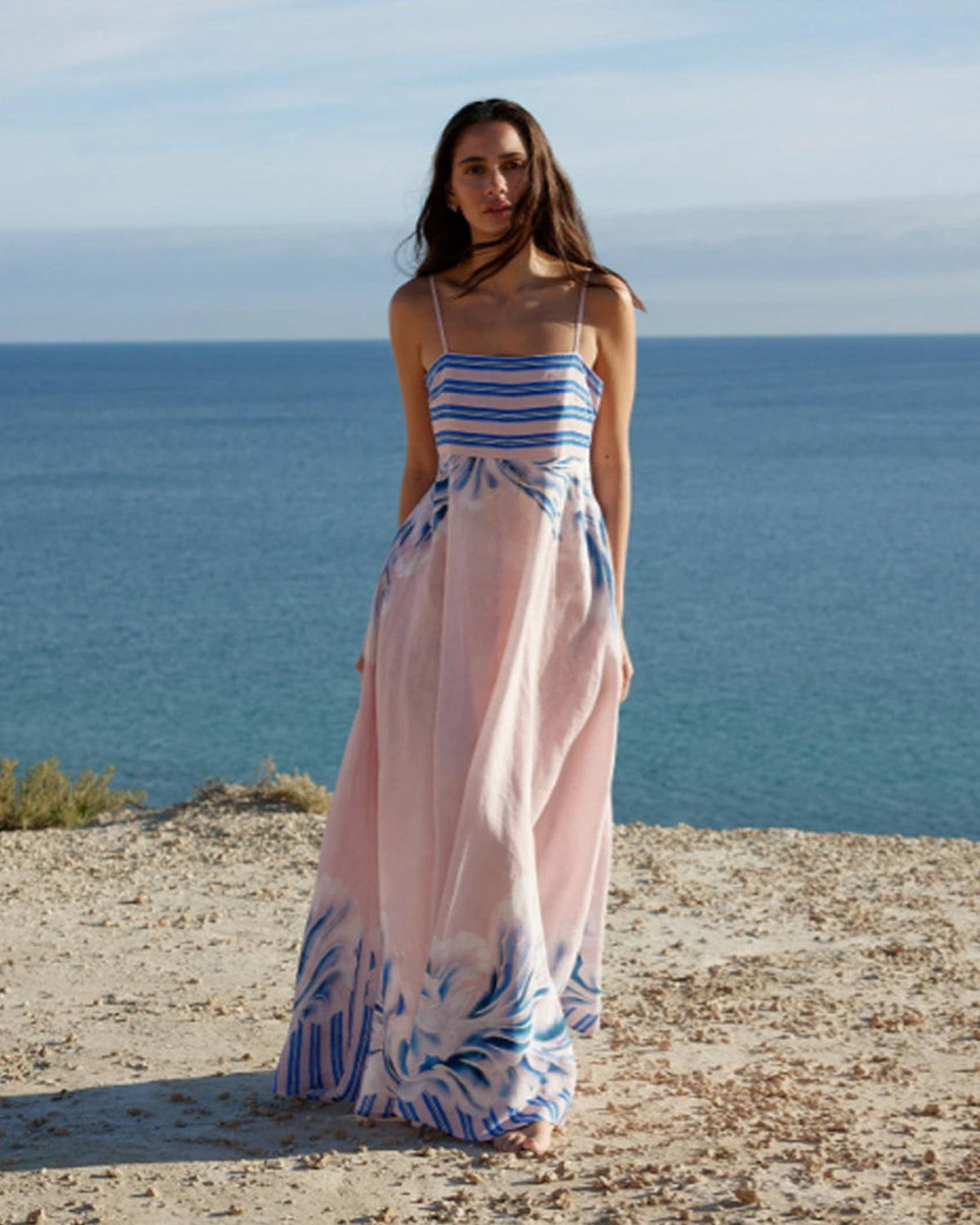 Resort Casual Strappy Printed Maxi Dress