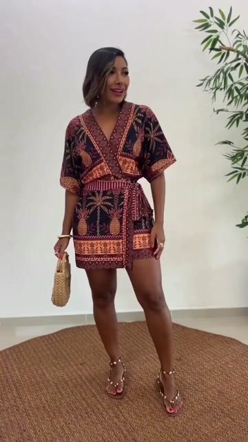 Women's Tropical Print Romper V Neck Wrap Knot Side Jumpsuit Half Sleeve Beach Vacation Summer Skorts Romper
