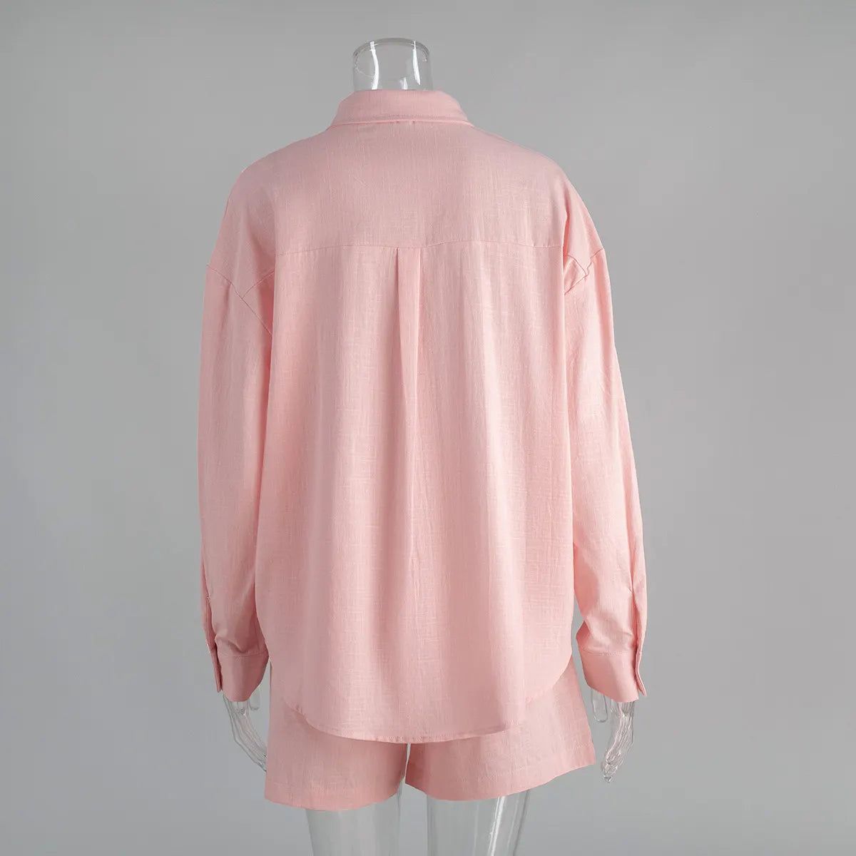 Cotton Cardigan Long Sleeve Shorts Set