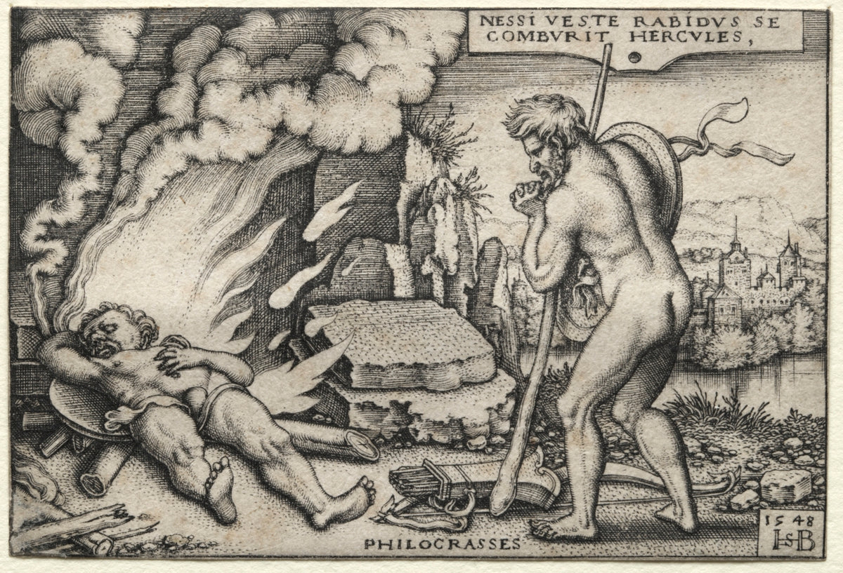 The Labors of Hercules Hercules on his Pyre by Hans Sebald Beham (German, 1500–1550) - Classic Painting canvas print
