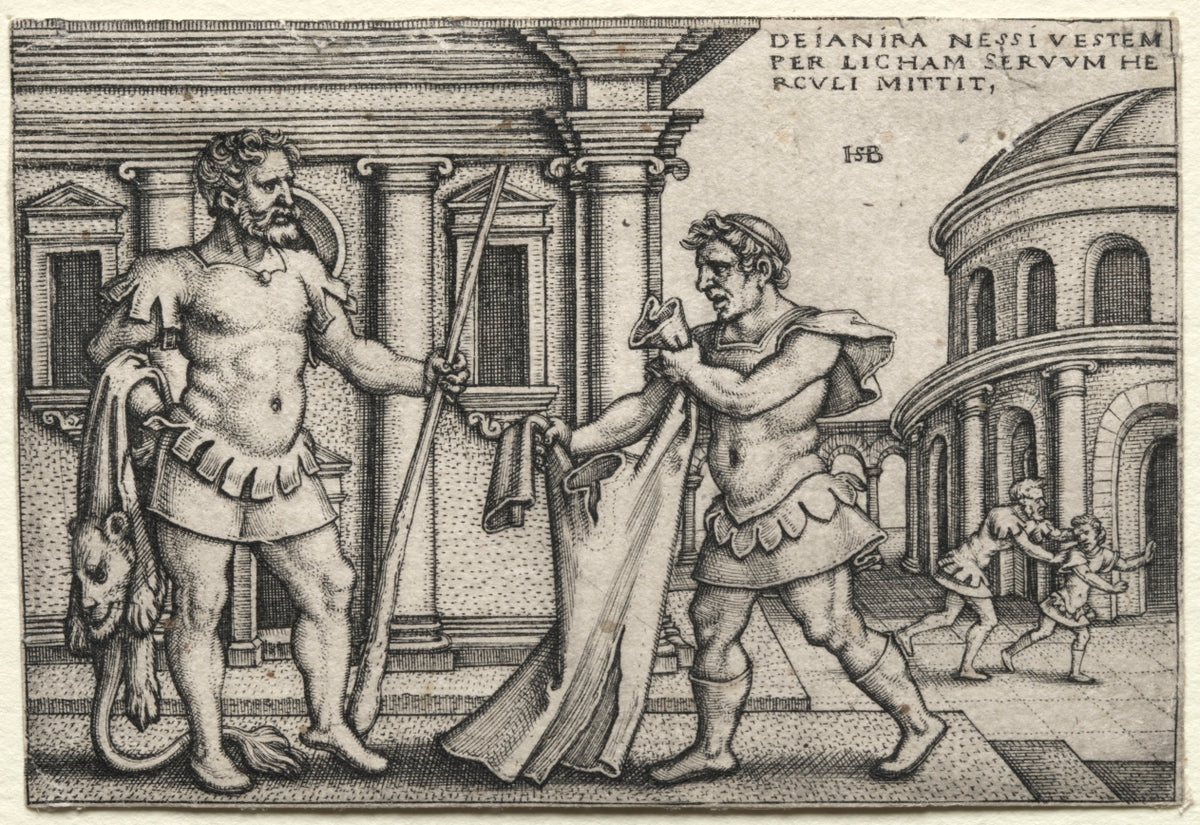 The Labors of Hercules Hercules Receiving the Garment Steeped in Nessus's Blood by Hans Sebald Beham (German, 1500–1550) - Classic Painting canvas print