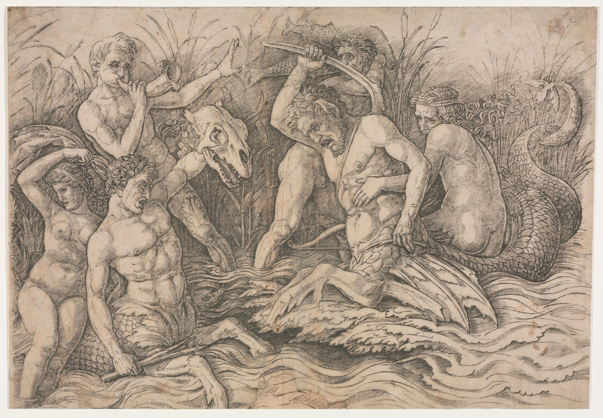 Battle of the Sea Gods - right portion by Andrea Mantegna (Italian, about 1431–1506) - Classic Art canvas print
