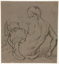 Man Seated on the Ground, Seen from Behind recto by  - Classic Painting canvas print