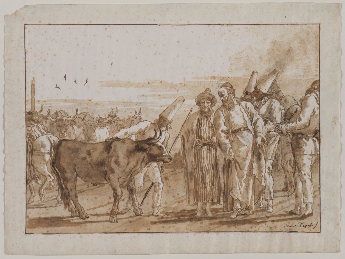 The Cattle Vendor by Giovanni Domenico Tiepolo (Italian, 1727–1804) - Classic Painting canvas print