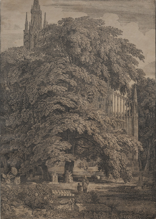 Gothic Church among Oaks by Karl Friedrich Schinkel (German, 1781–1841) - Classic Painting canvas print