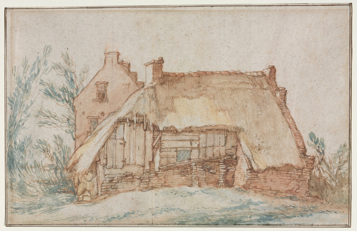 Peasant's Cottage recto by Abraham Bloemaert (Dutch, 1566–1651) - Classic Painting canvas print