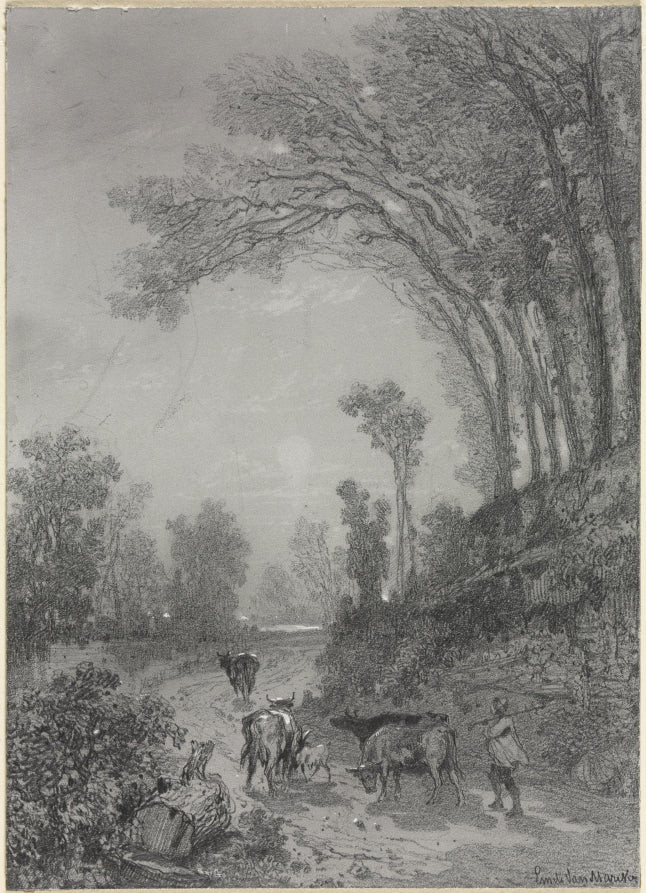 Landscape with Cows by Émile van Marcke (French, 1827–1890) - Classic Painting canvas print
